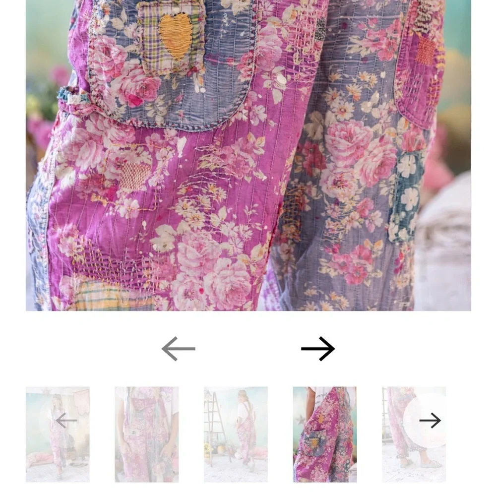 Magnolia Pearl Patchwork Overalls in Pink and Blue Gently worn. A must have!! - Picture 12 of 16